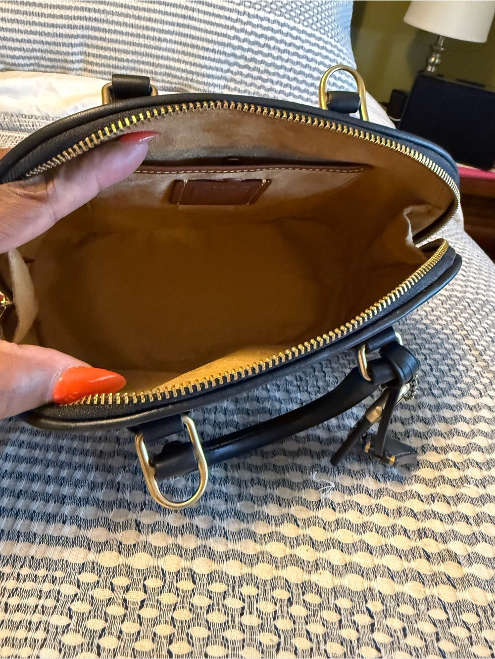 Coach Black Leather Revel Dome Satchel with Gold Hardware - Picture 6 of 8